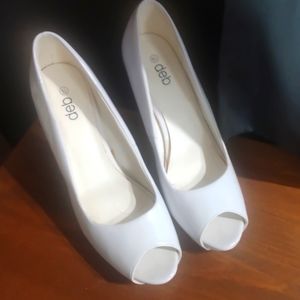 White peep toe high heels